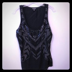 Black fancy tank blouse